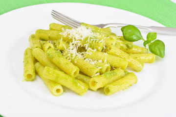 Penne Pasta with Pesto and Basil Sauce