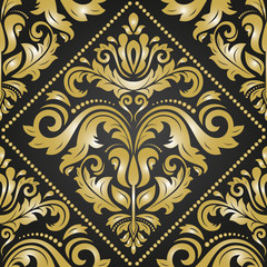 Oriental vector classic golden ornament. Seamless abstract background with repeating elements