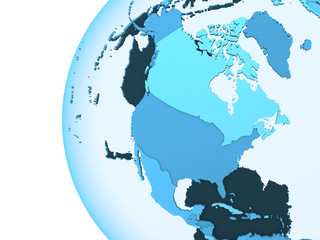 North America on translucent Earth