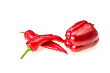 paprika and garlic isolated on white