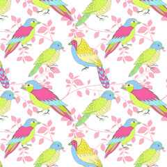 Multicolored birds pattern for scrapbooking, textiles and materials.