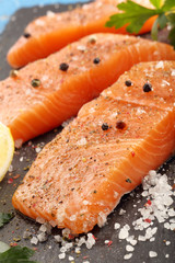 Fresh salmon with herbs and spices