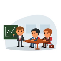 Successful people at the conference. Coffee break. meeting. planning. colleagues edification. Vector illustration in a flat design style.