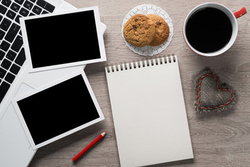 Blank photo frames on table