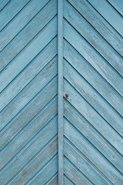 Old wooden door painted blue
