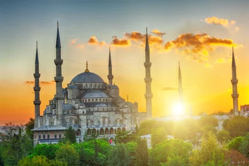 Washable wall murals Middle East Blue Mosque at sunset