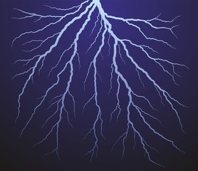 Lightning stroke in the sky.