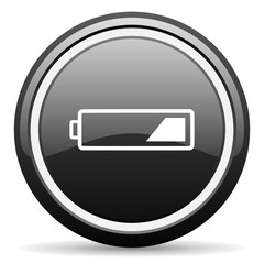 battery black circle glossy web icon