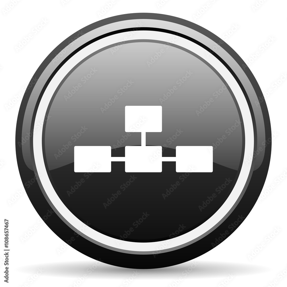 Aufkleber database black circle glossy web icon