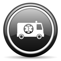 ambulance black circle glossy web icon