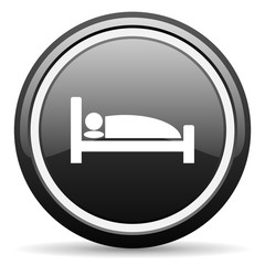 hotel black circle glossy web icon