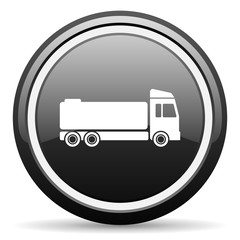 truck black circle glossy web icon