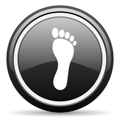 foot black circle glossy web icon