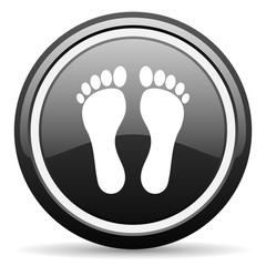 foot black circle glossy web icon