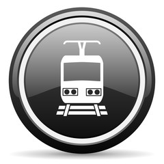 train black circle glossy web icon