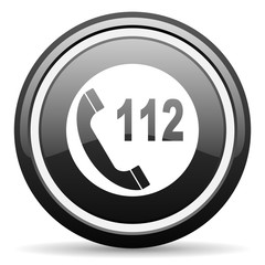 emergency call black circle glossy web icon