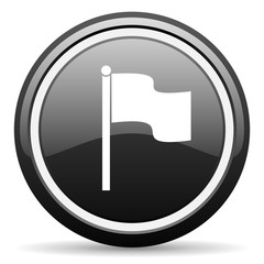 flag black circle glossy web icon