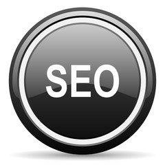 seo black circle glossy web icon