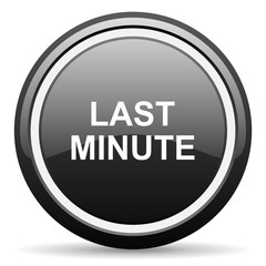 last minute black circle glossy web icon