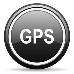 gps black circle glossy web icon