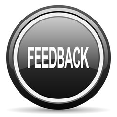 feedback black circle glossy web icon