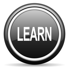learn black circle glossy web icon