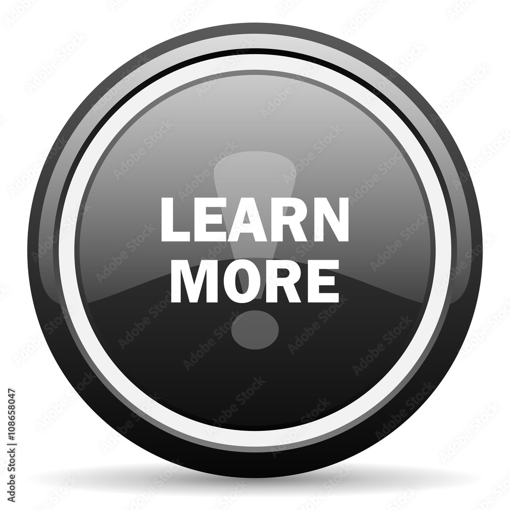 Aufkleber learn more black circle glossy web icon