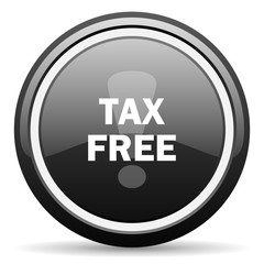 tax free black circle glossy web icon