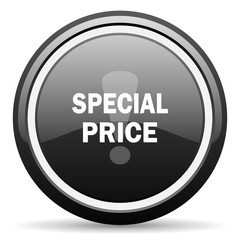 special price black circle glossy web icon