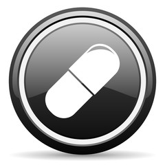 drugs black circle glossy web icon