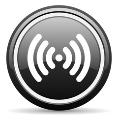 wifi black circle glossy web icon