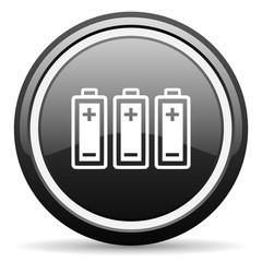 battery black circle glossy web icon