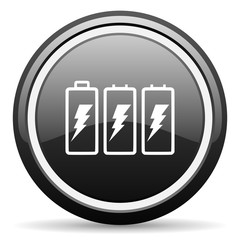 battery black circle glossy web icon