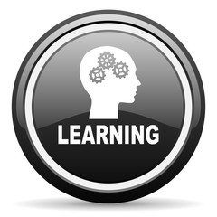learning black circle glossy web icon