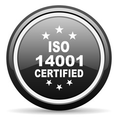 iso 14001 black circle glossy web icon