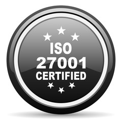 iso 27001 black circle glossy web icon