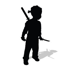 child with swords silhouette illustration