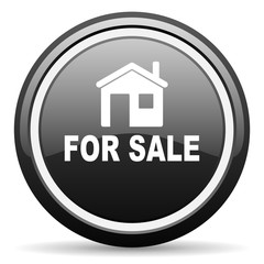 for sale black circle glossy web icon