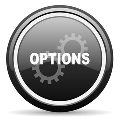 options black circle glossy web icon