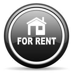 for rent black circle glossy web icon