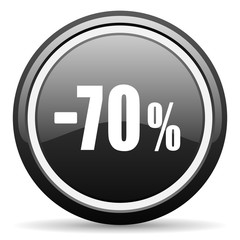 70 percent sale retail black circle glossy web icon