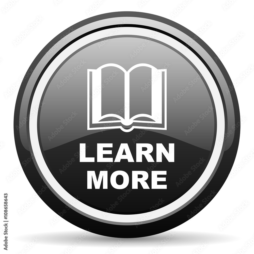 Aufkleber learn more black circle glossy web icon