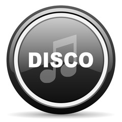 disco music black circle glossy web icon