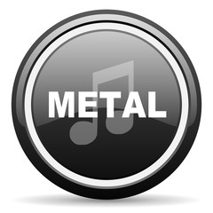metal music black circle glossy web icon