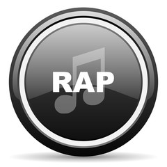 rap music black circle glossy web icon