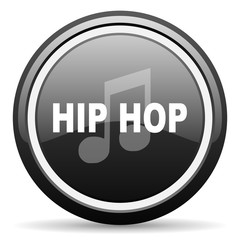 hip hop black circle glossy web icon