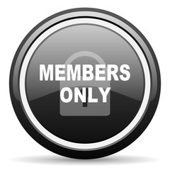 members only black circle glossy web icon