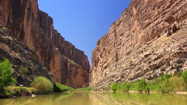 Rio Grande river flows through Santa Elena Canyon in Big Bend National Park