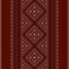 Filigree golden border on a dark red background.