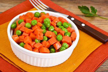 Juicy Vegetable Stew. Paprika, Peas and Carrots. Diet Food